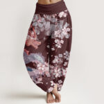 Buddha Stones Casual Dragon Cherry Blossoms Women's Elastic Waist Harem Pants - Maroon - US22，UK/AU26，EU54 (6XL) - image 8