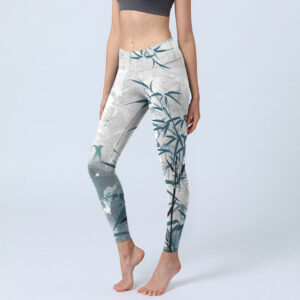 Buddha Stones Bamboo Print Gym Leggings Women's Yoga Pants - WhiteSmoke - US18，UK/AU22，EU50 (4XL) - image 1