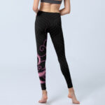 Buddha Stones Black Pink Lotus Flower Print Gym Leggings Women's Yoga Pants - image 7
