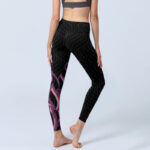 Buddha Stones Black Pink Lotus Flower Print Gym Leggings Women's Yoga Pants - image 5