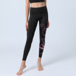 Buddha Stones Black Pink Lotus Flower Print Gym Leggings Women's Yoga Pants - image 6