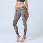 Buddha Stones Gray Leaves Print Gym Leggings Women's Yoga Pants - Gray - US18，UK/AU22，EU50 (4XL) - image 1