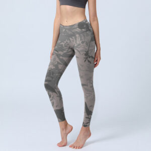 Buddha Stones Gray Leaves Print Gym Leggings Women's Yoga Pants - Gray - US18，UK/AU22，EU50 (4XL) - image 1