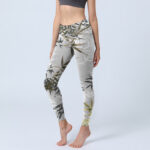Buddha Stones Dark Gray Bamboo Leaves Print Gym Leggings Women's Yoga Pants - DarkGray - US18，UK/AU22，EU50 (4XL) - image 1
