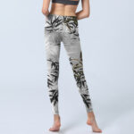 Buddha Stones Dark Gray Bamboo Leaves Print Gym Leggings Women's Yoga Pants - image 7