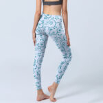 Buddha Stones Blue Vine Leaves Print Gym Leggings Women's Yoga Pants - image 4