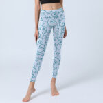 Buddha Stones Blue Vine Leaves Print Gym Leggings Women's Yoga Pants - image 6
