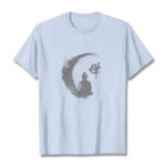 Buddha Stones Meditating Buddha Pattern Cotton Tee T-shirt T-Shirts BS Light Cyan 2XL