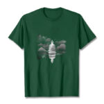 Buddha Stones Meditating Buddha Sitting In Mountains Pattern Cotton Tee T-shirt T-Shirts BS Forest Green 2XL