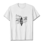 Buddha Stones Meditating Buddha Sitting In Mountains Pattern Cotton Tee T-shirt T-Shirts BS White 2XL