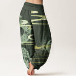 Buddha Stones Auspicious Clouds With Snake Pattern Women's Elastic Waist Harem Pants - image 7