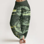 Buddha Stones Auspicious Clouds With Snake Pattern Women's Elastic Waist Harem Pants - ForestGreen - US22，UK/AU26，EU54 (6XL) - image 5
