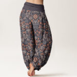 Buddha Stones Casual Flower Vine Leaves Pattern Women's Elastic Waist Harem Pants - image 7