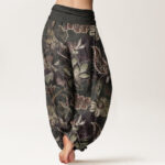 Buddha Stones Casual Floral Leaves Women's Elastic Waist Harem Pants - image 3