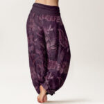 Buddha Stones Casual Floral Leaves Women's Elastic Waist Harem Pants - image 10