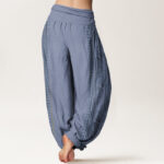 Buddha Stones Dharma Wheel Lotus OM Pattern Women's Elastic Waist Harem Pants - image 3