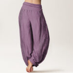 Buddha Stones Dharma Wheel Lotus OM Pattern Women's Elastic Waist Harem Pants - image 10