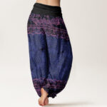 Buddha Stones Elegant Mandala Flowers Design Women's Elastic Waist Harem Pants - image 7