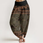 Buddha Stones Elegant Mandala Flowers Design Women's Elastic Waist Harem Pants - OliveDrab - US22，UK/AU26，EU54 (6XL) - image 8