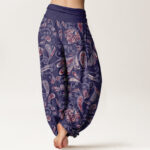 Buddha Stones Casual Flower Petals Design Women's Elastic Waist Harem Pants - image 10