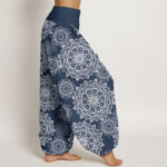 Buddha Stones Casual White Mandala Flower Design Women's Elastic Waist Harem Pants - image 9