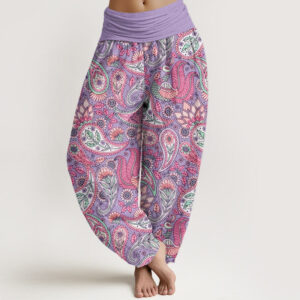 Buddha Stones Cashew Flower Peacock Sunflower Design Women's Elastic Waist Harem Pants - Plum - US22，UK/AU26，EU54 (6XL) - image 1