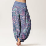 Buddha Stones Cashew Flower Peacock Sunflower Design Women's Elastic Waist Harem Pants - image 10