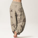 Buddha Stones Branch Pattern Women's Elastic Waist Harem Pants - image 3