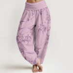 Buddha Stones Branch Pattern Women's Elastic Waist Harem Pants - Pink - US22，UK/AU26，EU54 (6XL) - image 8