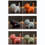 Buddha Stones Mini Cute Lucky Bell Cat Tea Pet Ceramic Home Desk Figurine Decoration Decorations BS 20