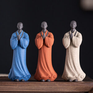 Buddha Stones Meditating Praying Monk Figure Ceramic Compassion Serenity Home Decoration