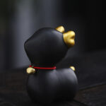 Buddha Stones Mini Deer Tea Pet Ceramic Home Desk Figurine Decoration Decorations BS Black Deer 4*2.7*5.3cm