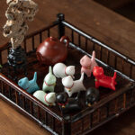 Buddha Stones Mini Cute Standing Lying Cat Tea Pet Ceramic Home Desk Figurine Decoration Decorations BS 1