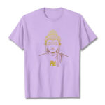 Buddha Stones Swastika Pattern Golden Buddha Cotton Tee T-shirt T-Shirts BS Plum 2XL