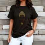 Buddha Stones Swastika Pattern Golden Buddha Cotton Tee T-shirt T-Shirts BS 7
