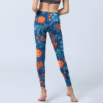 Buddha Stones Steel Blue Red Tulips Flowers Leaves Print Gym Leggings Women's Yoga Pants - image 7