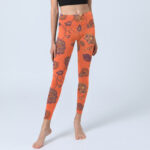Buddha Stones Orange Maple Leaves Flowers Print Gym Leggings Women's Yoga Pants - image 6