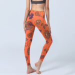 Buddha Stones Orange Maple Leaves Flowers Print Gym Leggings Women's Yoga Pants - image 5