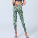 Buddha Stones Green Red Roses Green Leaves Print Gym Leggings Women's Yoga Pants - image 7