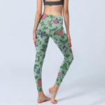 Buddha Stones Green Red Roses Green Leaves Print Gym Leggings Women's Yoga Pants - image 5