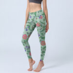 Buddha Stones Green Red Roses Green Leaves Print Gym Leggings Women's Yoga Pants - DarkSeaGreen - US18，UK/AU22，EU50 (4XL) - image 1