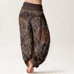 Buddha Stones Mandala Pattern Leaves Women's Elastic Waist Harem Pants - image 7