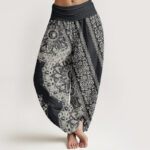 Buddha Stones Mandala Pattern Parallel Flowers Women's Elastic Waist Harem Pants - DimGray - US22，UK/AU26，EU54 (6XL) - image 1