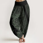 Buddha Stones Mandala Pattern Parallel Flowers Women's Elastic Waist Harem Pants - Black - US22，UK/AU26，EU54 (6XL) - image 8