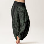 Buddha Stones Mandala Pattern Parallel Flowers Women's Elastic Waist Harem Pants - image 10