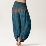 Buddha Stones Triangular Mandala Patterns Women's Elastic Waist Harem Pants - image 3