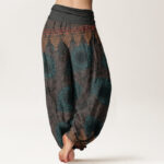 Buddha Stones Triangular Mandala Patterns Women's Elastic Waist Harem Pants - image 7