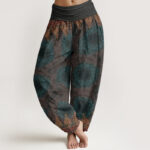 Buddha Stones Triangular Mandala Patterns Women's Elastic Waist Harem Pants - DimGray - US22，UK/AU26，EU54 (6XL) - image 5