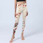 Buddha Stones Blooming Red Plum Blossoms Print Gym Leggings Women's Yoga Pants - image 6