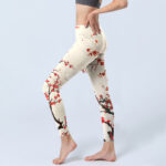 Buddha Stones Blooming Red Plum Blossoms Print Gym Leggings Women's Yoga Pants - image 3